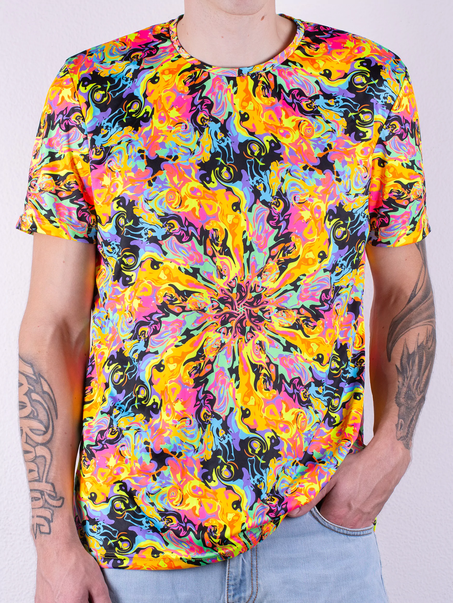 Флуоресцентная «Неоновая» Футболка XXXL «Chakra Fluid» Unisex