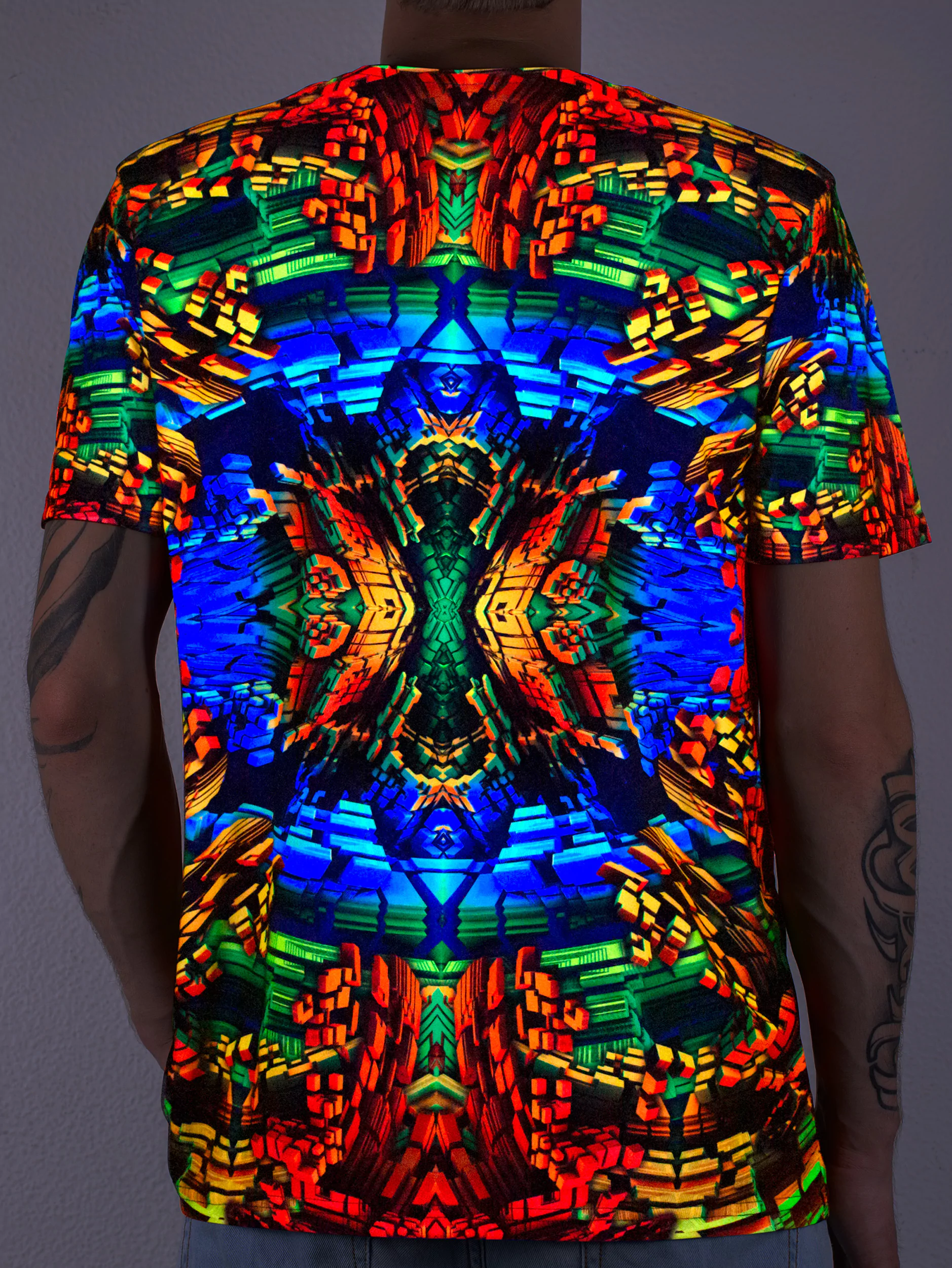 Ультрафиолетовая «Кислотная» Футболка XXL «Cubism» Unisex