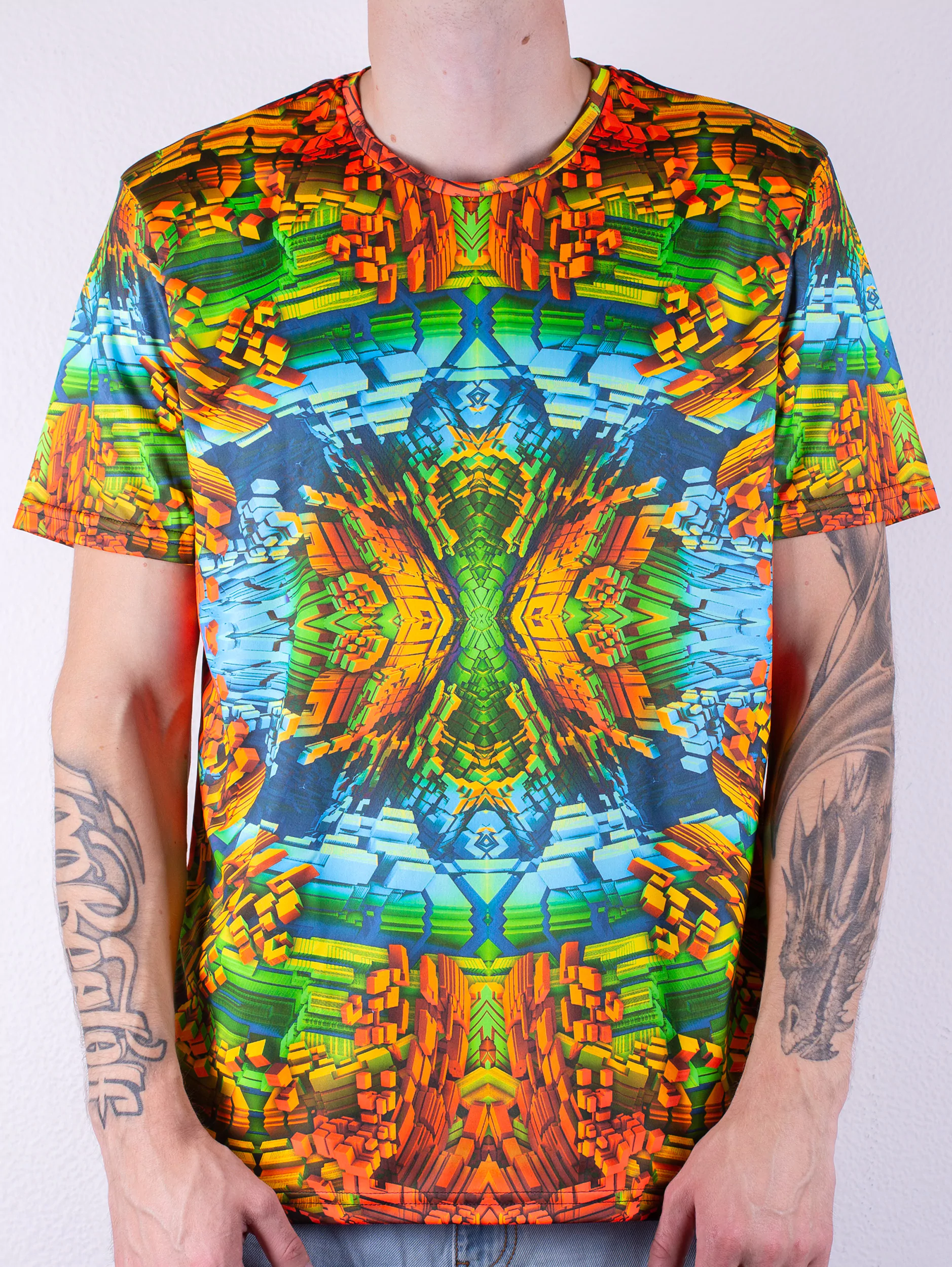 Ультрафиолетовая «Кислотная» Футболка XXL «Cubism» Unisex