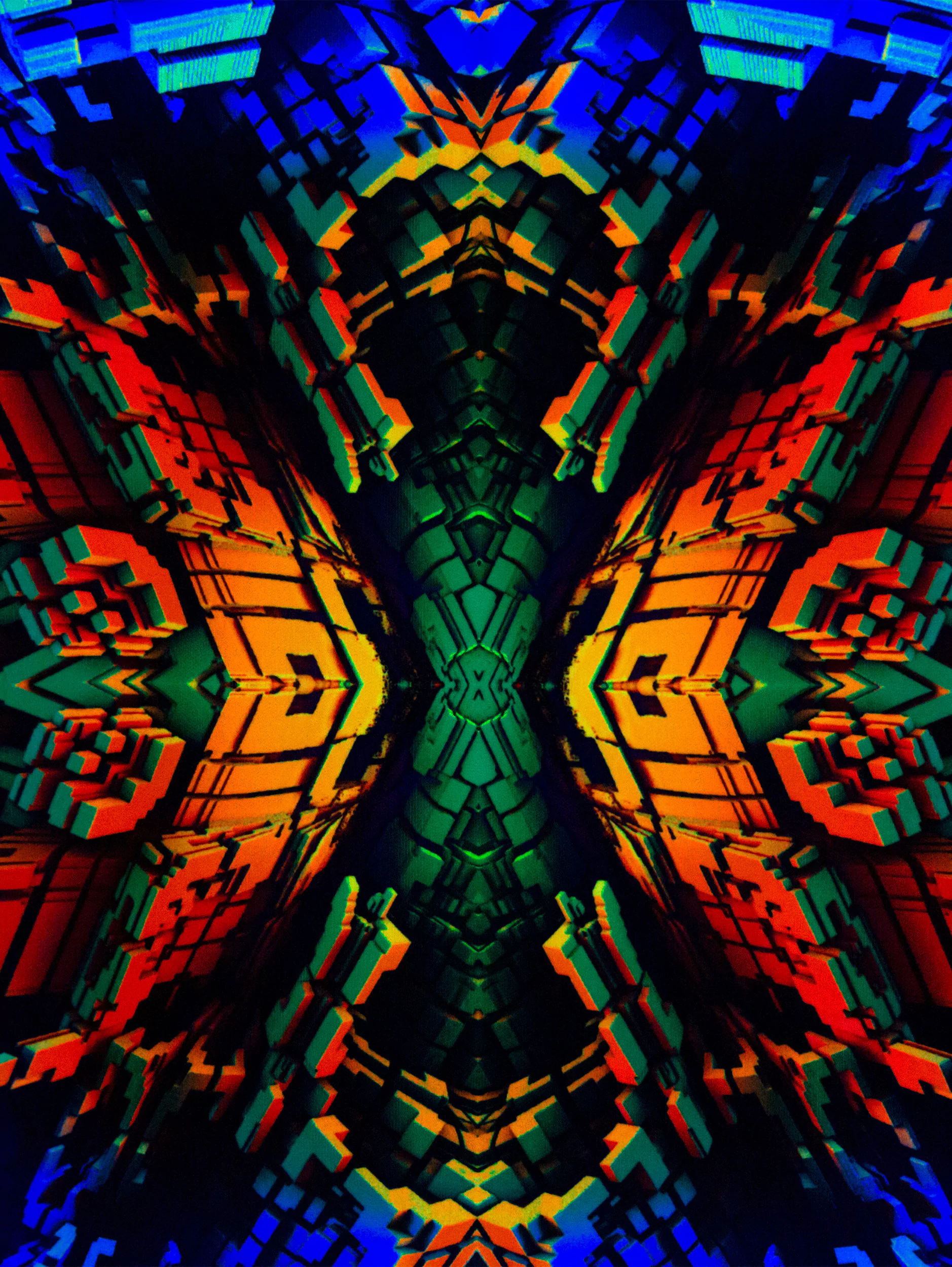 Ультрафиолетовая «Кислотная» Футболка XXL «Cubism» Unisex