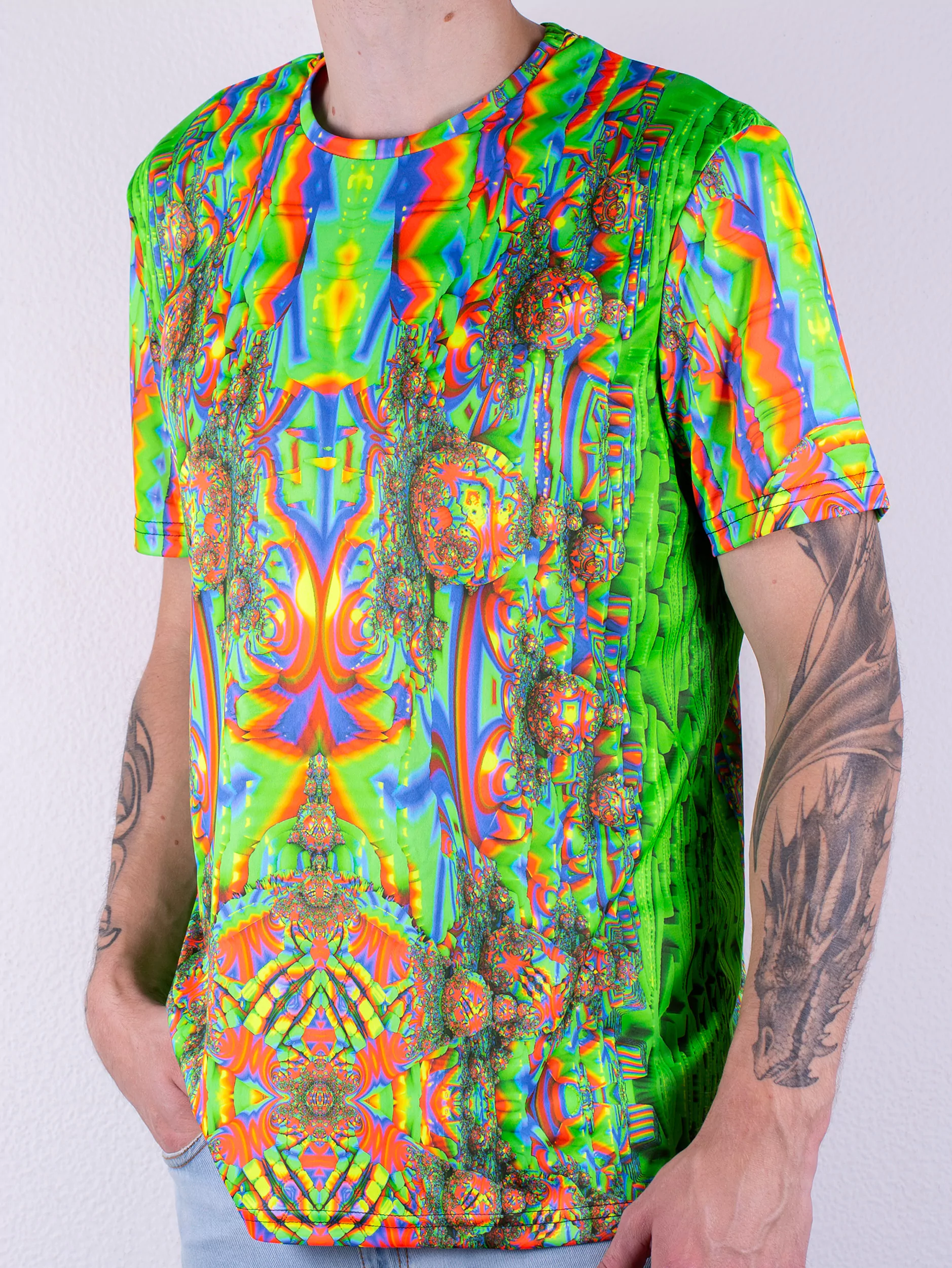 Ультрафиолетовая «Кислотная» Футболка XL «Fractal bubles» Unisex