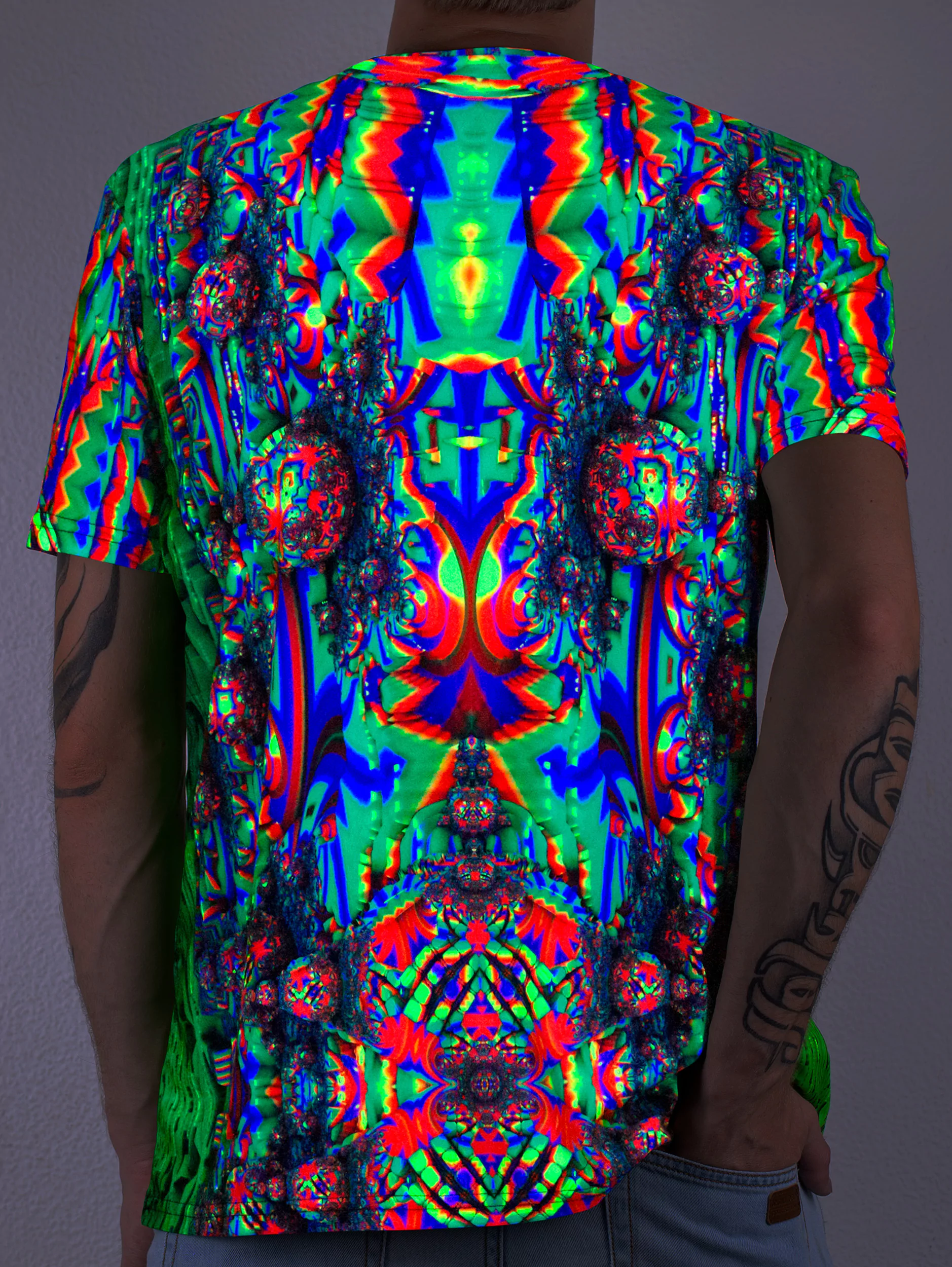 Ультрафиолетовая «Кислотная» Футболка XXL «Fractal bubles» Unisex
