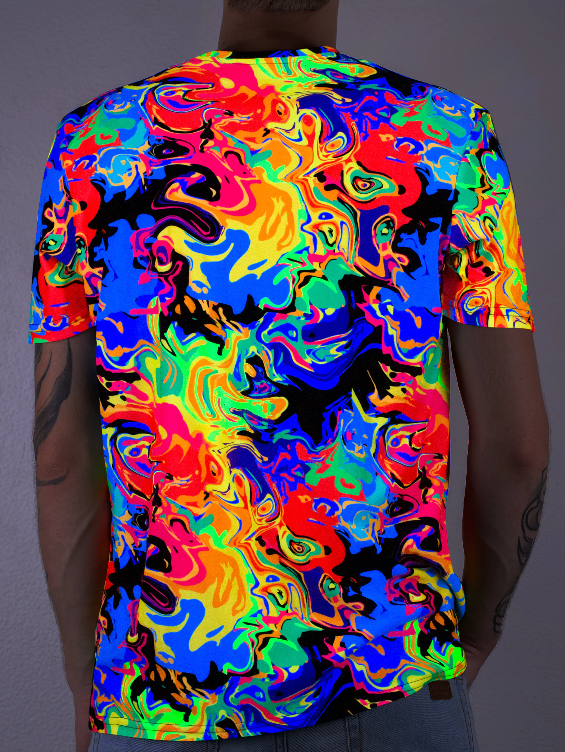 Флуоресцентная «Кислотная» Футболка L «Rainbow Fluid» Unisex