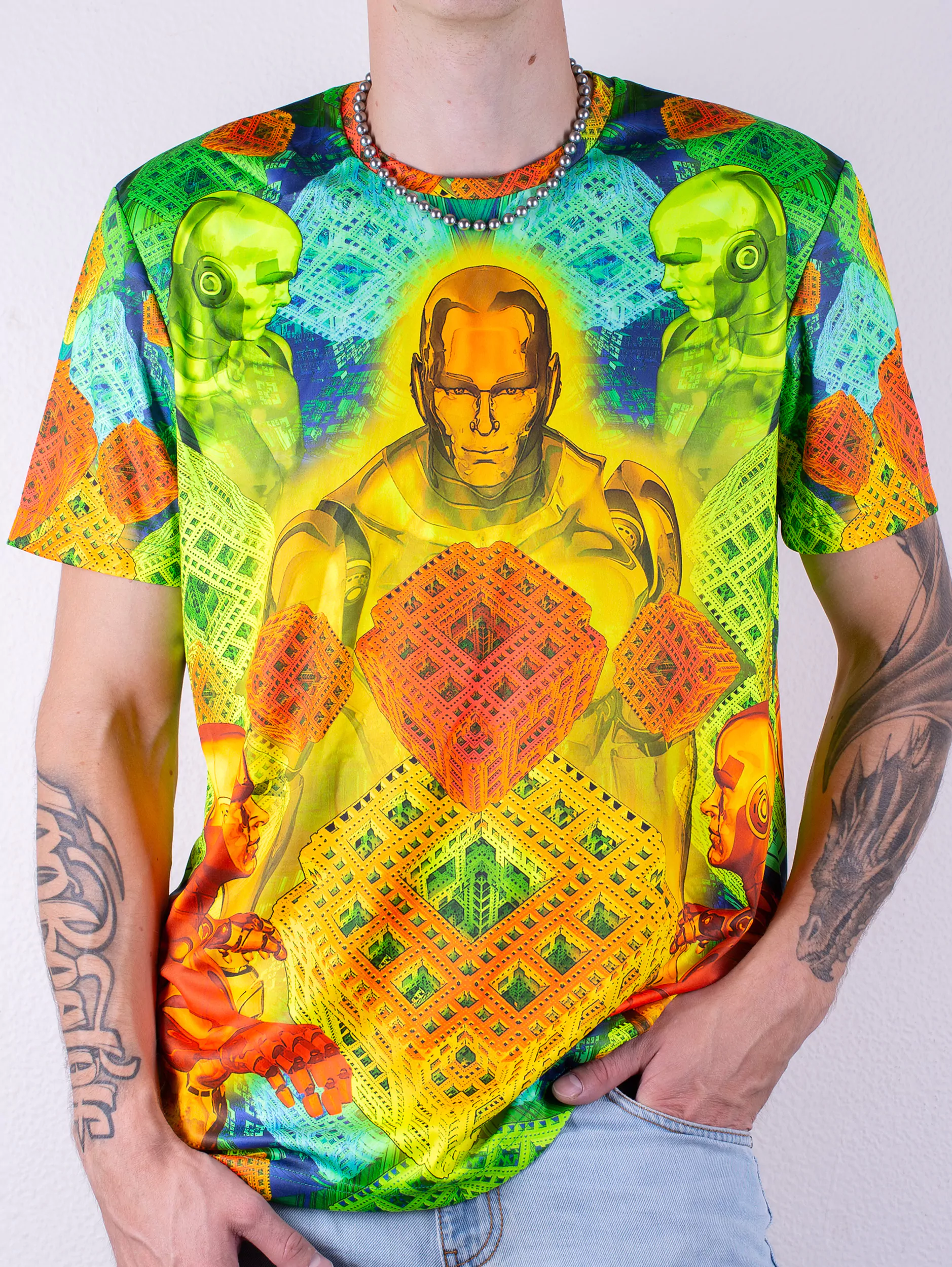 Ультрафиолетовая «Неоновая» Футболка M «Fractalman» Unisex