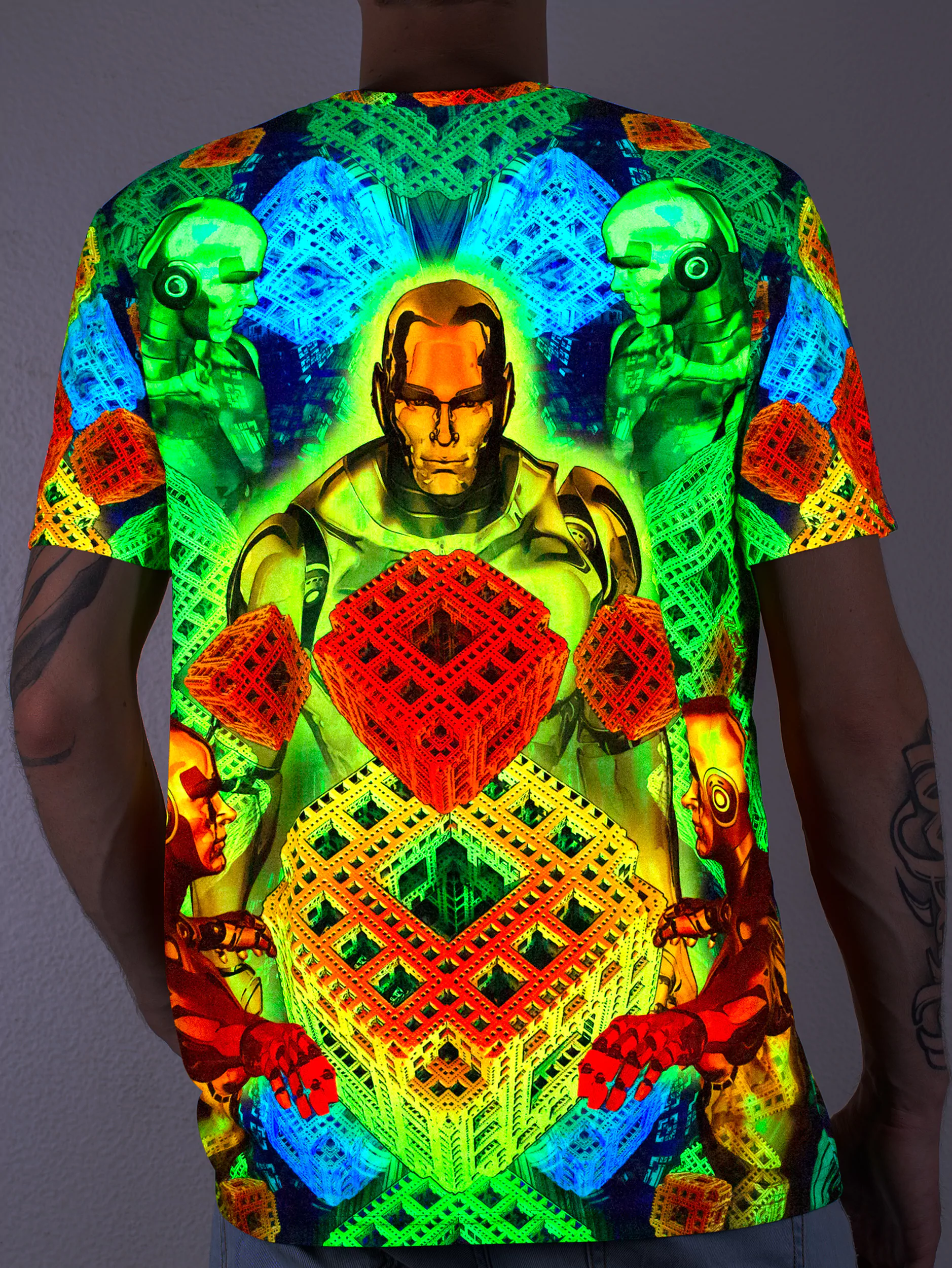 Ультрафиолетовая «Неоновая» Футболка XL «Fractalman» Unisex