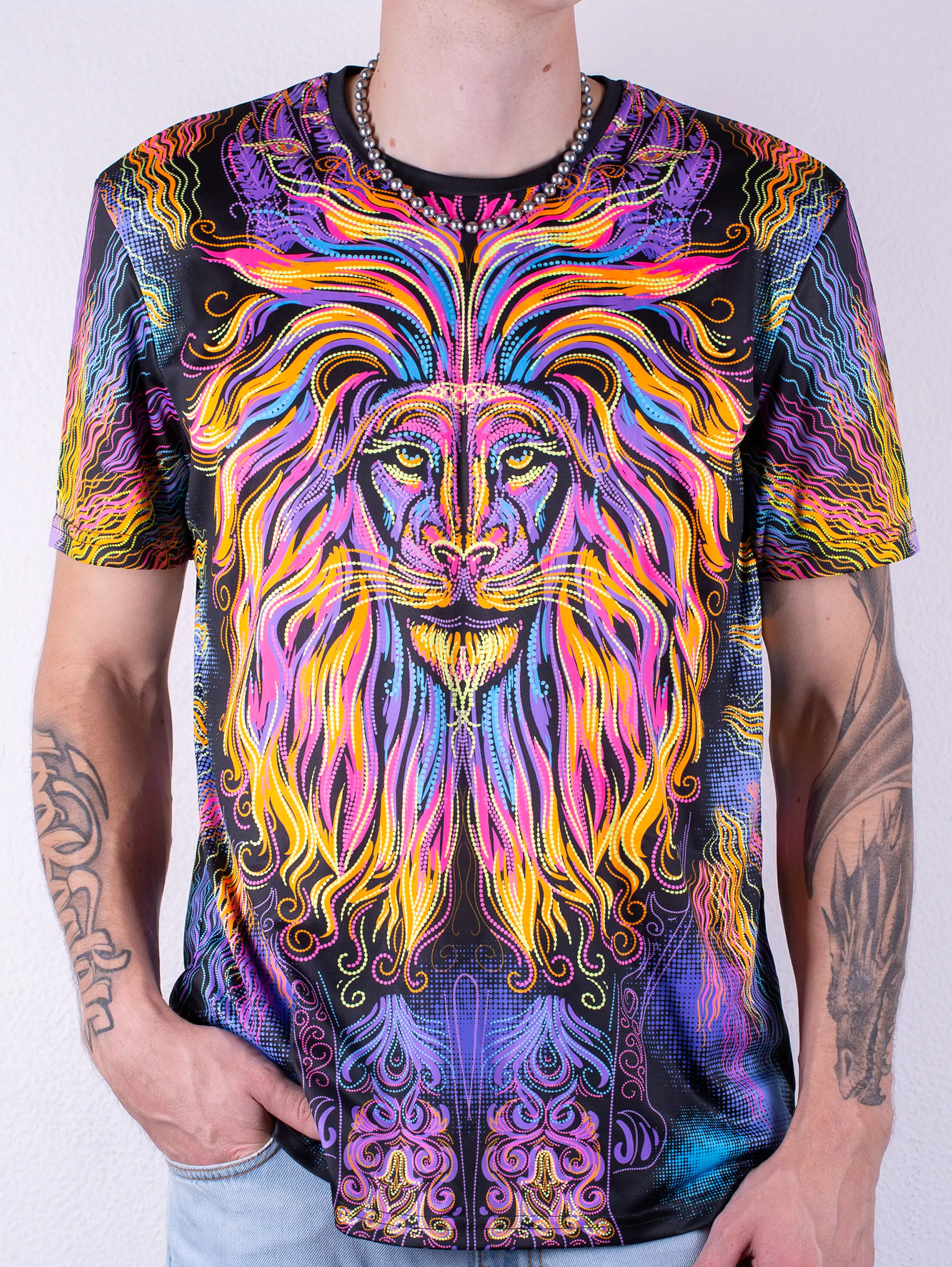 Флуоресцентная «Неоновая» Футболка XXL «Sacrament Lion» Unisex