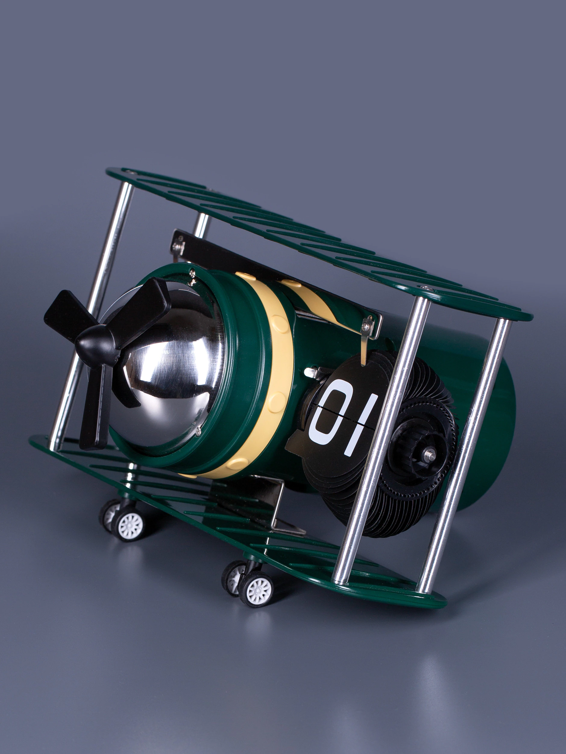 Перекидные часы Flip-Clock «Самолёт» с вращающимся пропеллером Green