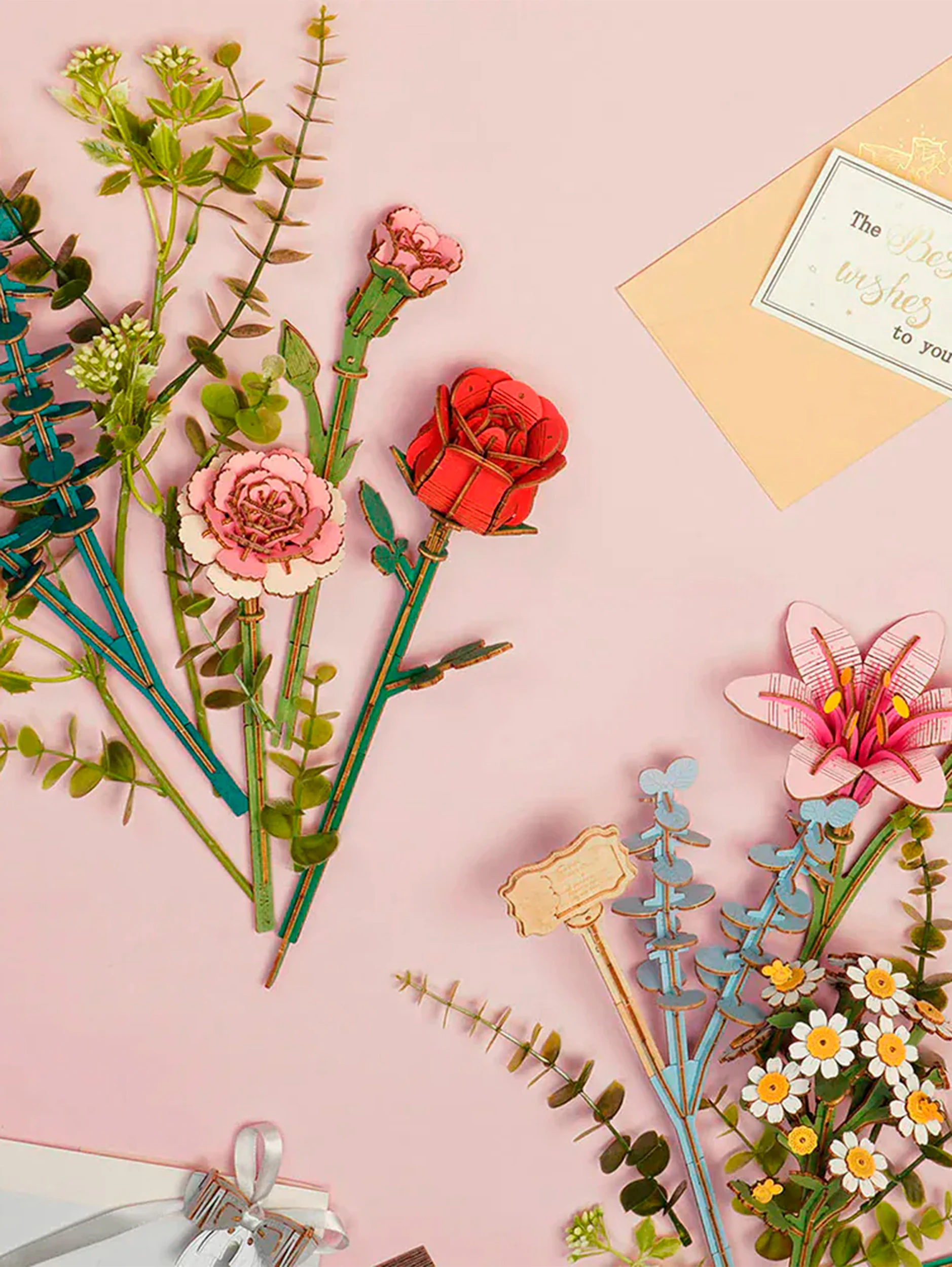 Деревянный конструктор Корзина Цветов Robotime Wooden Flower Basket