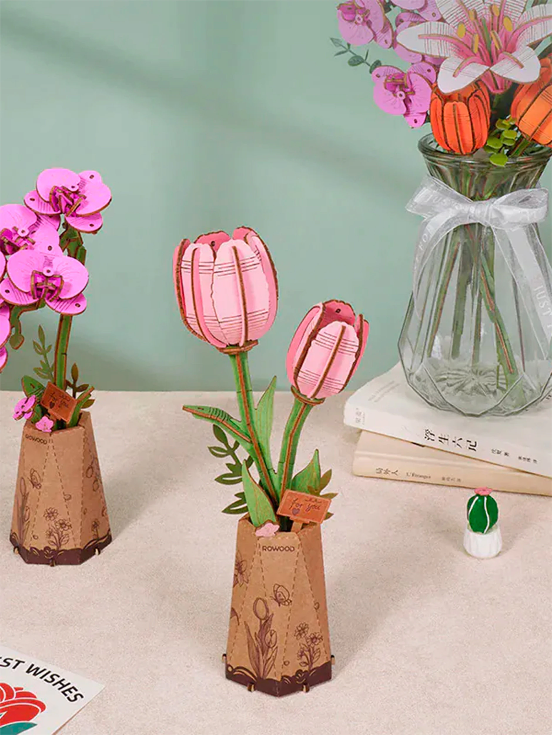 Деревянный конструктор Пурпурная орхидея Robotime Purple Moth Orchid