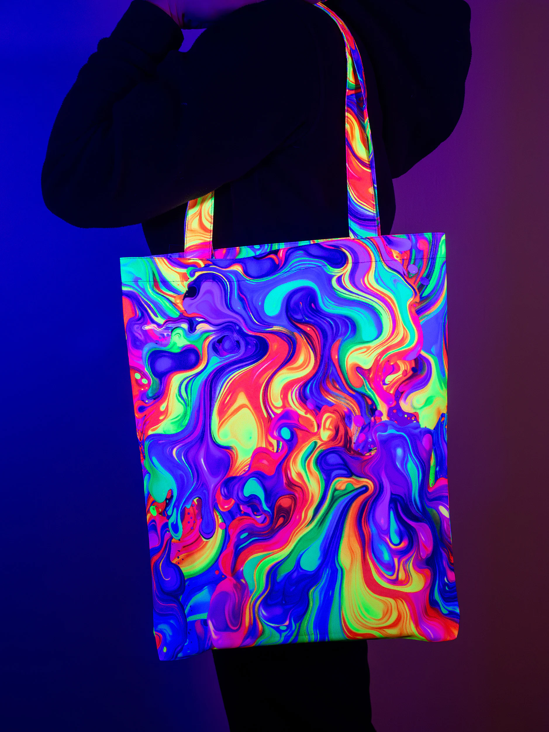 Неоновый UV шоппер Unisex “Neon Melt” флуоресцентная сумка
