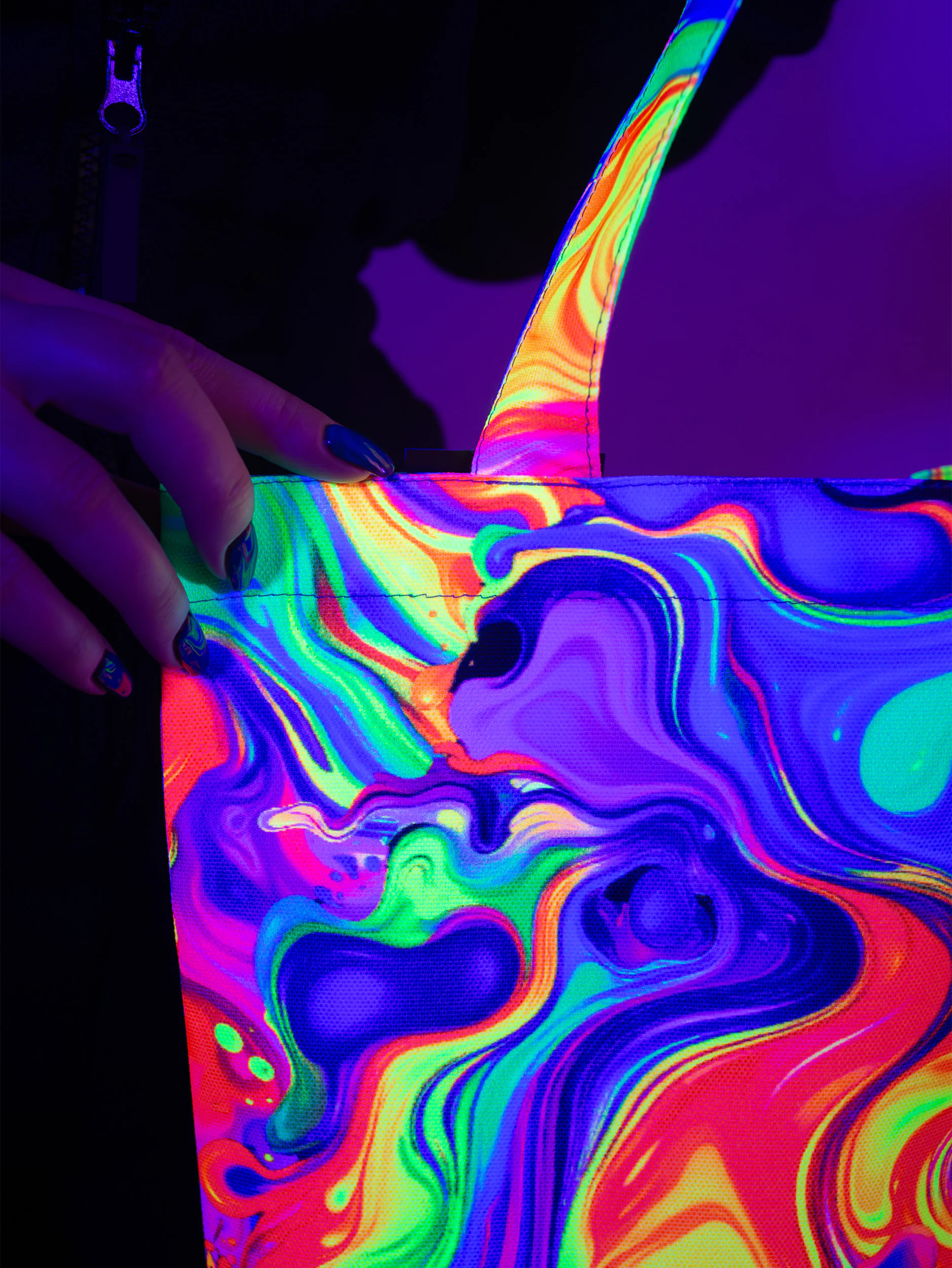 Неоновый UV шоппер Unisex “Neon Melt” флуоресцентная сумка