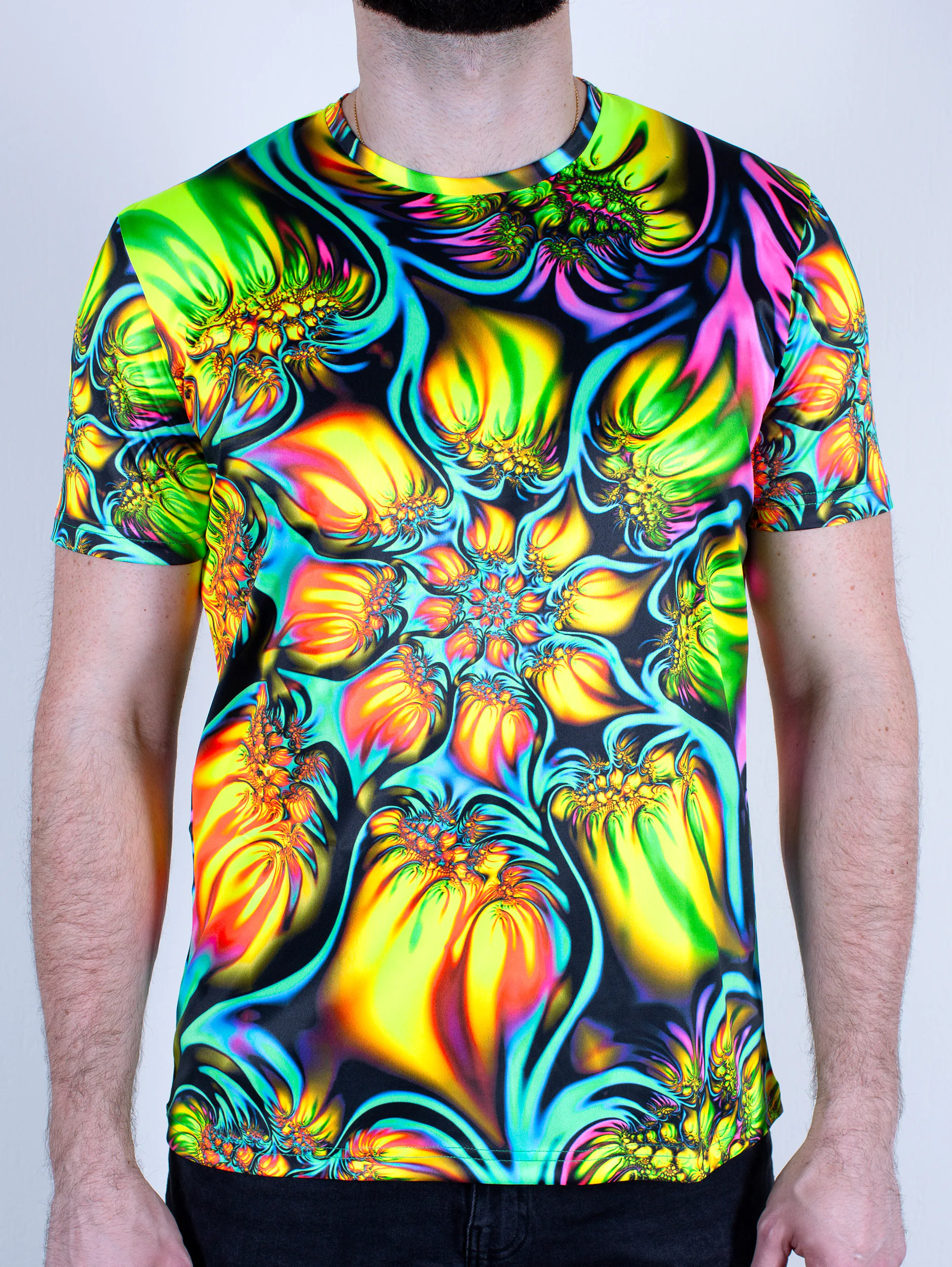 Ультрафиолетовая «Неоновая» Футболка M «Electric Bloom» Unisex