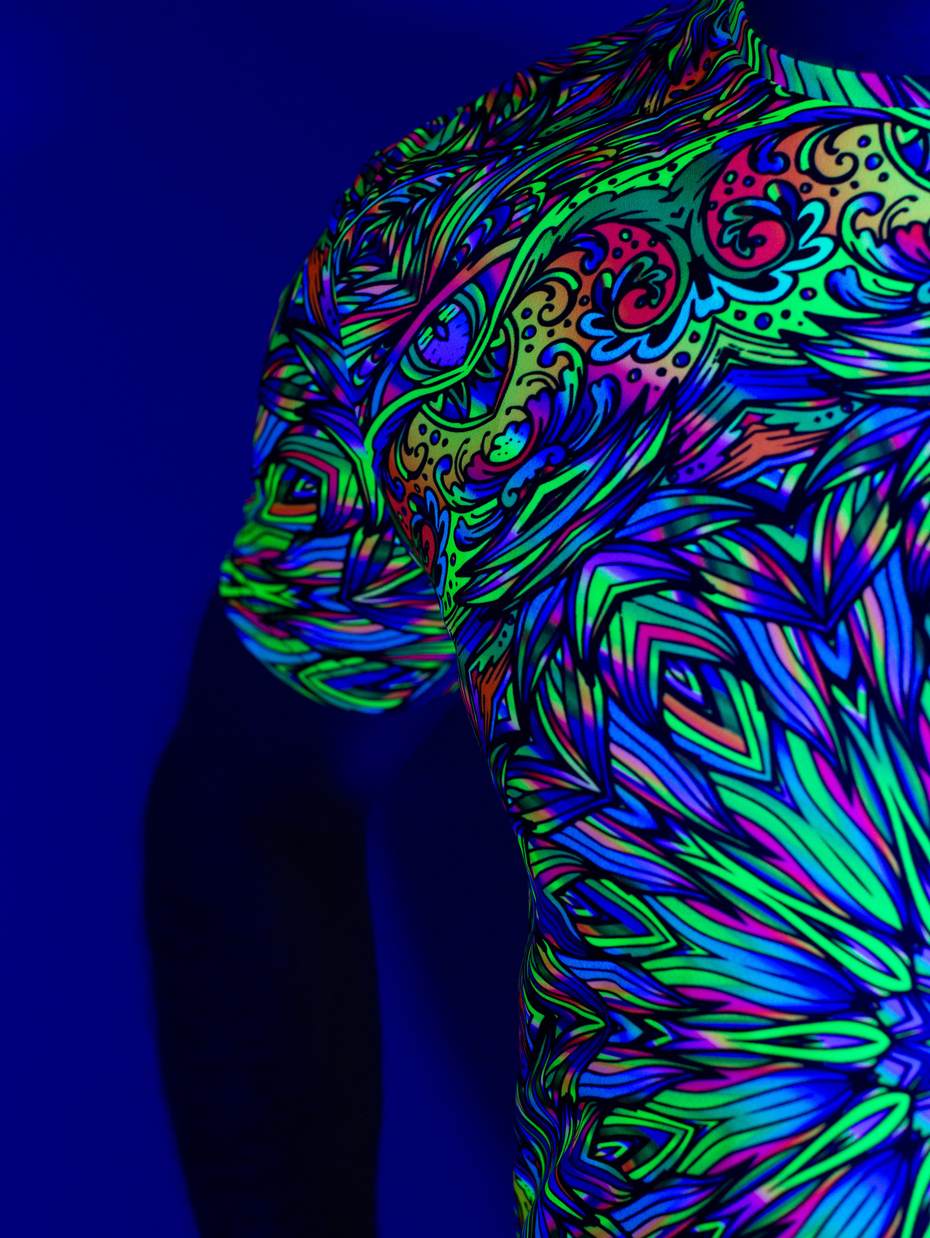 Ультрафиолетовая «Неоновая» Футболка XXL «Blacklight Mandala» Unisex