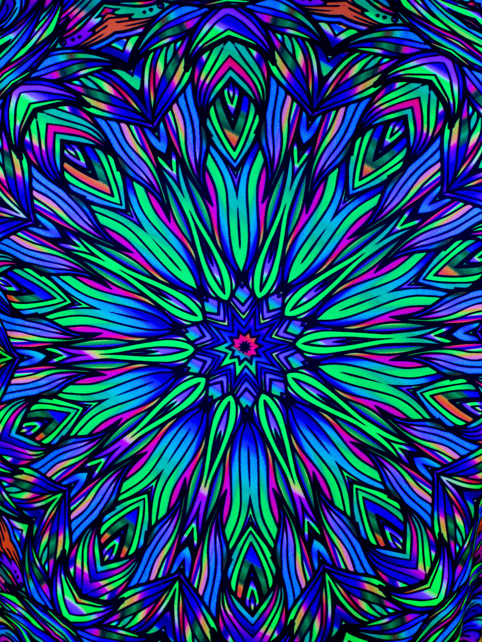 Ультрафиолетовая «Неоновая» Футболка XXL «Blacklight Mandala» Unisex