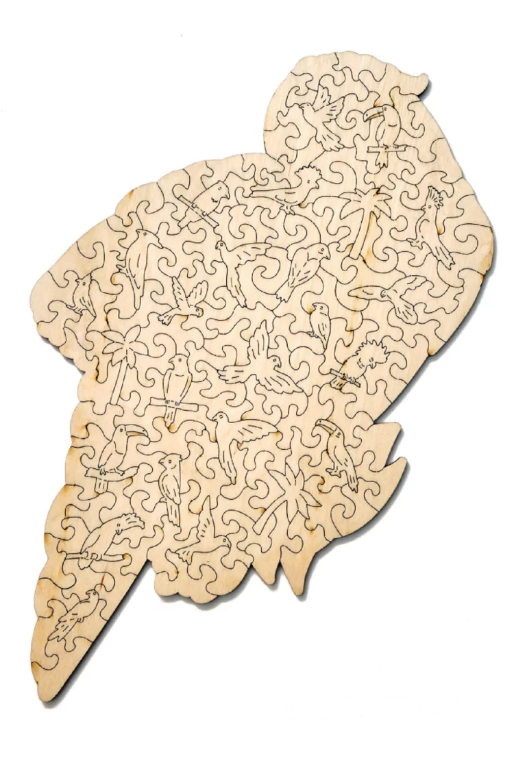 Деревянный пазл Wood Trick «Яркий Попугай», 35x20 см