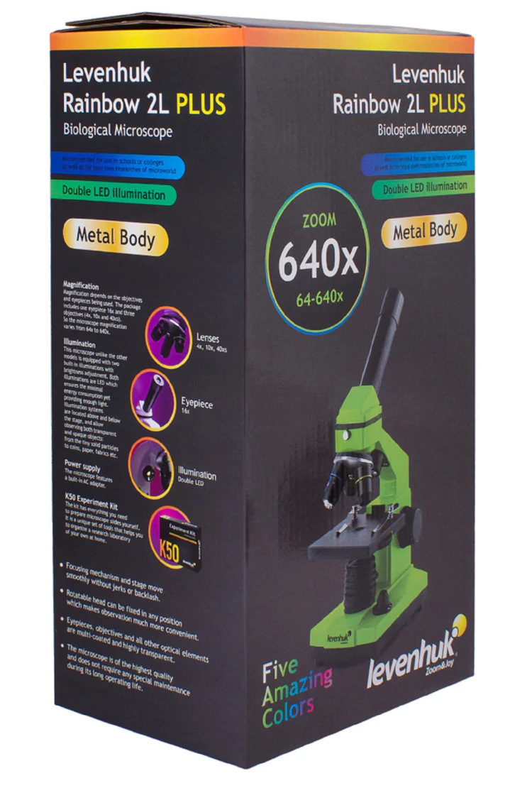 Микроскоп Levenhuk Rainbow 2L PLUS LimeЛайм