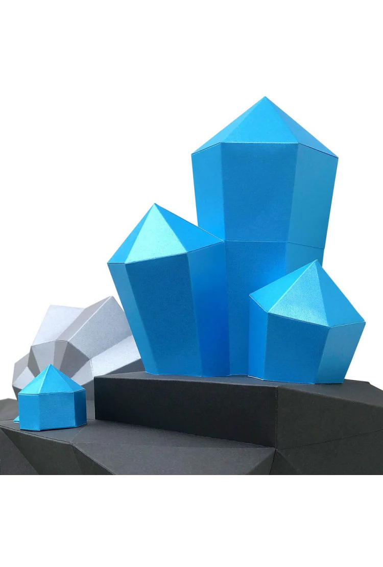 3D-модель Paperraz "ОСТРОВ С КРИСТАЛЛАМИ (лазурный)" на стену