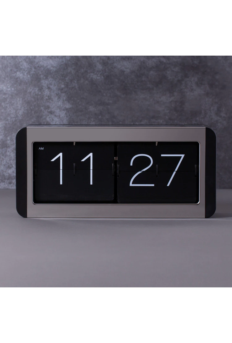 Большие перекидные часы FLIP CLOCK Black Metal, металлические (37×9×17 см)