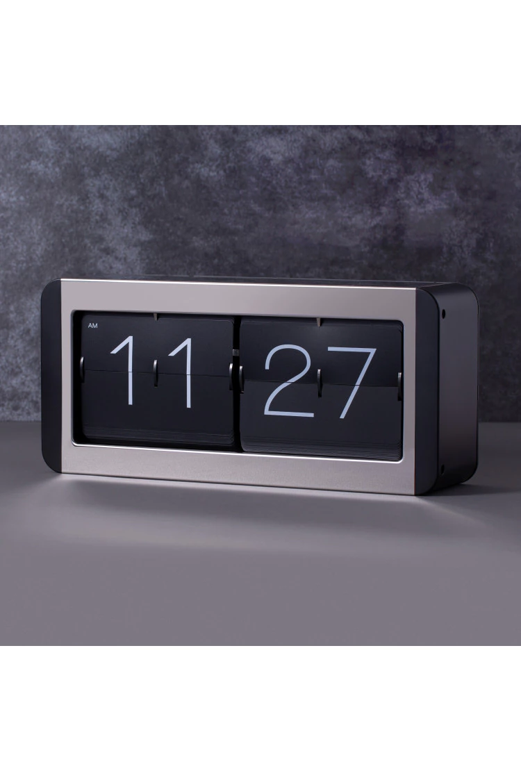 Большие перекидные часы FLIP CLOCK Black Metal, металлические (37×9×17 см)