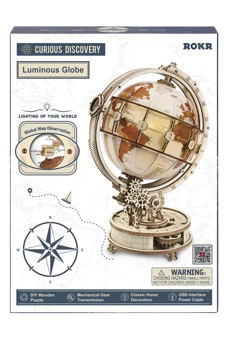 Деревянный конструктор Robotime Светящийся глобус Luminous Globe