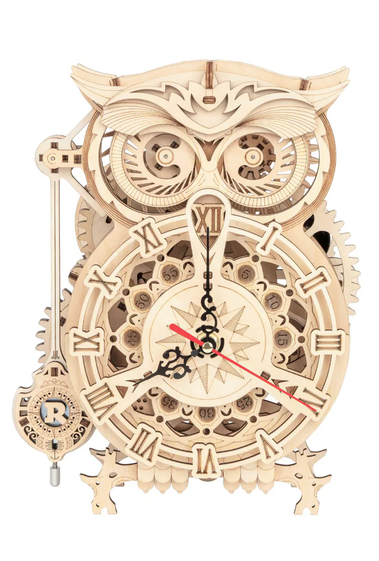 Кварцевые часы-конструктор Robotime Сова Owl Clock