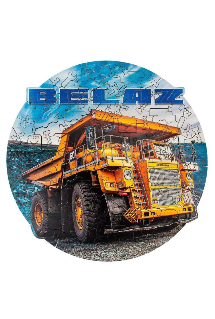 Деревянный пазл, фигурный для детей и взрослых EWA Автомобиль BELAZ 7513 28x28 см