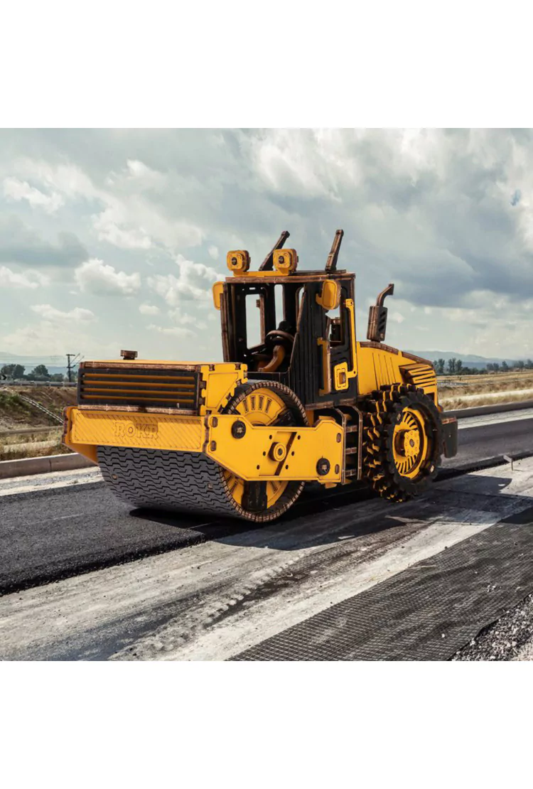 Механический деревянный конструктор Дорожный каток Robotime Road Roller