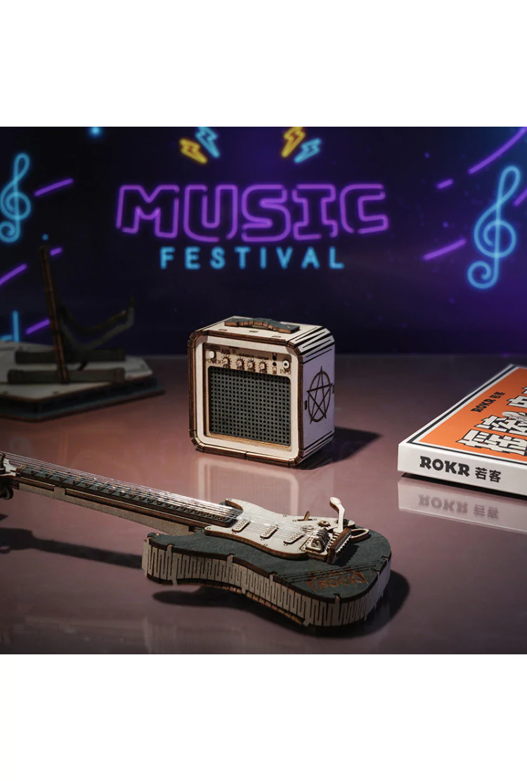 Механический деревянный конструктор Электрогитара Robotime Electric Guitar