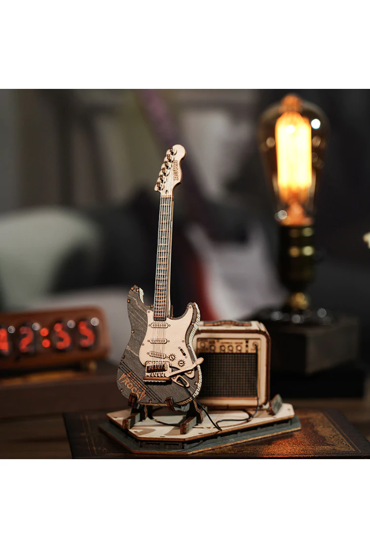 Механический деревянный конструктор Электрогитара Robotime Electric Guitar