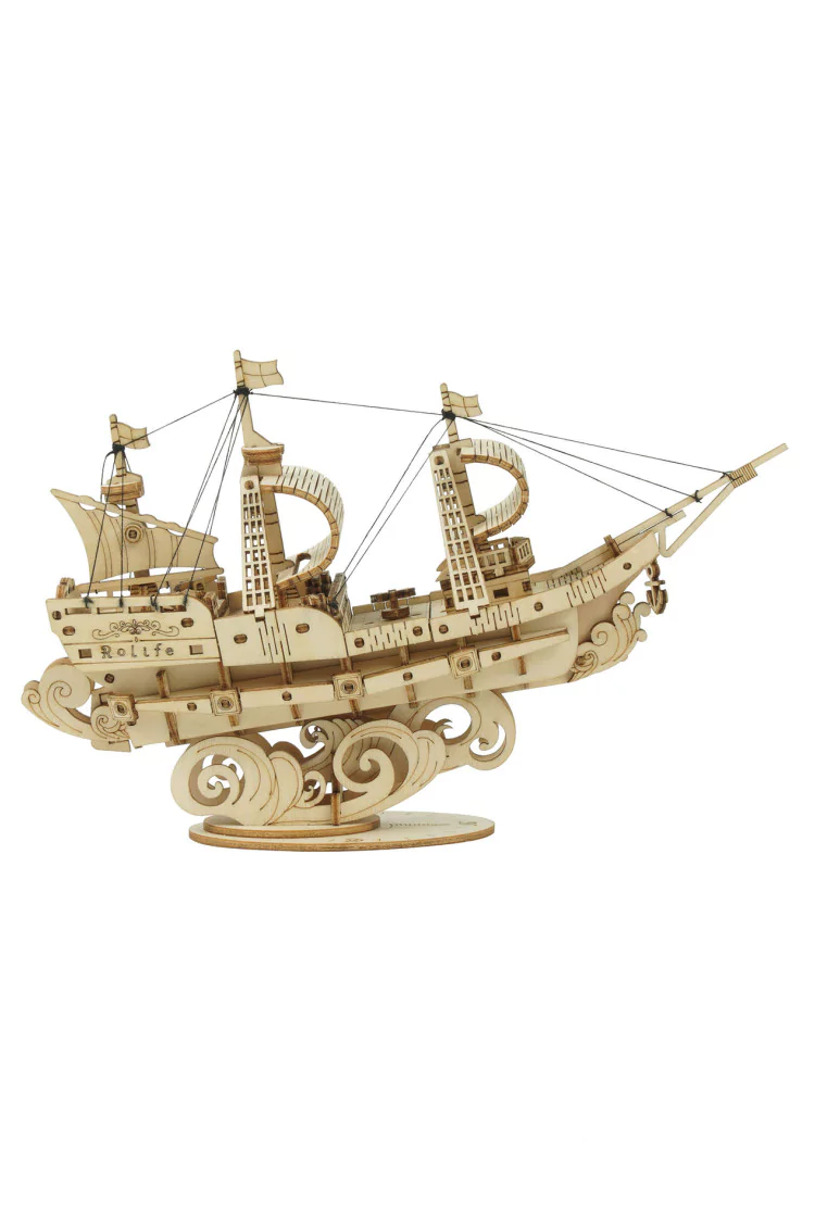 Деревянный механический конструктор Винтажный парусник Robotime Sailing Ship