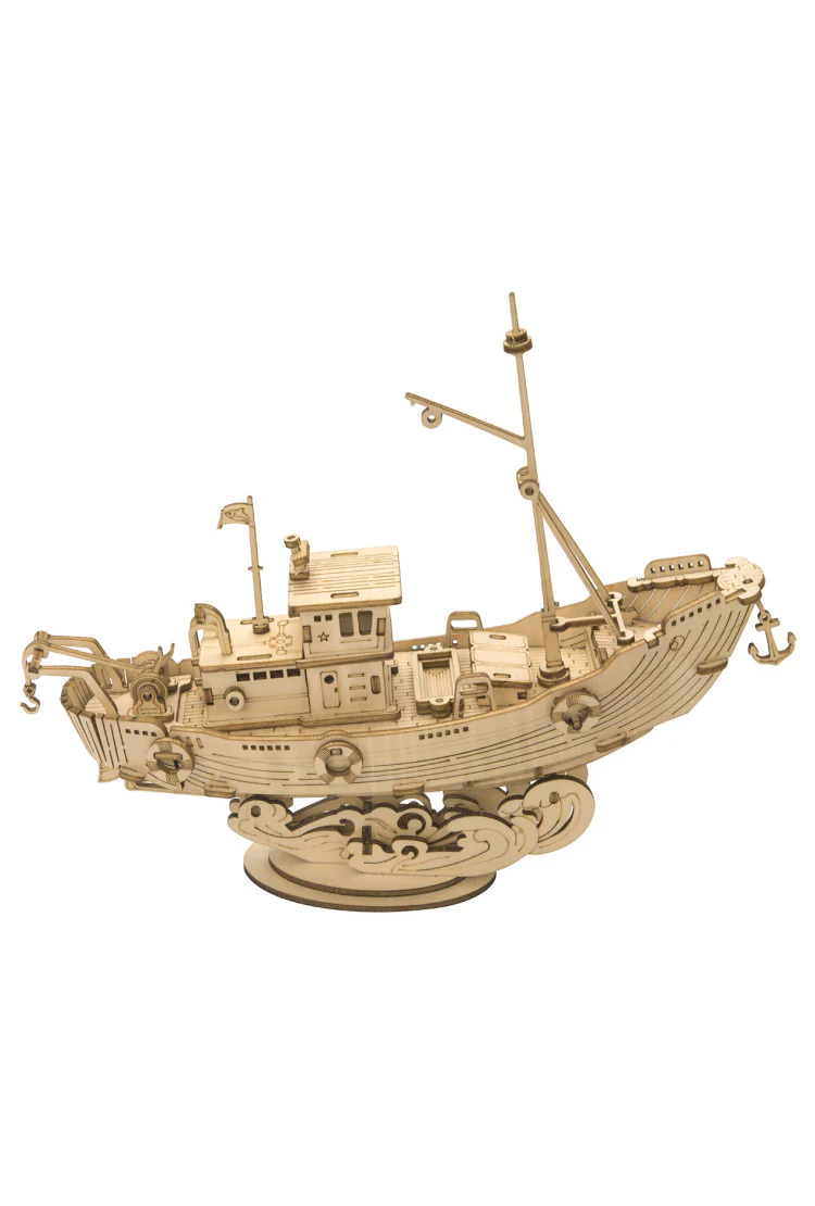 Деревянный механический конструктор Рыболовное судно Robotime Fishing Ship