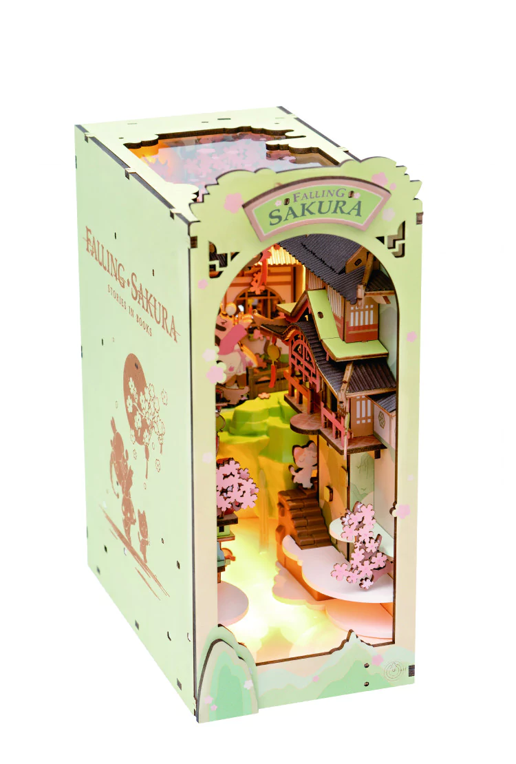 Деревянный конструктор - вставка на полку Опадающая сакура Robotime Falling Sakura Book Nook