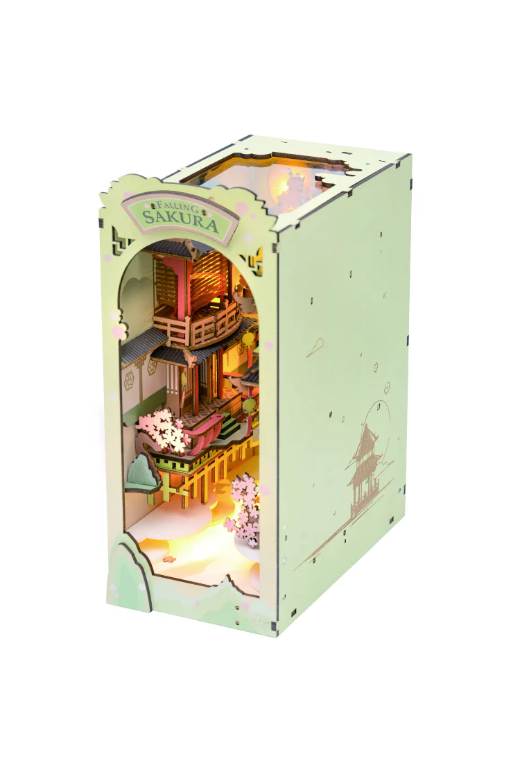 Деревянный конструктор - вставка на полку Опадающая сакура Robotime Falling Sakura Book Nook