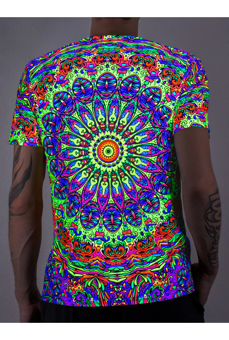 Флуоресцентная «Кислотная» Футболка L «Mandala Eye» Unisex