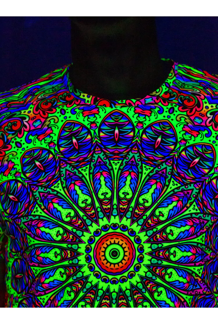 Флуоресцентная «Кислотная» Футболка L «Mandala Eye» Unisex