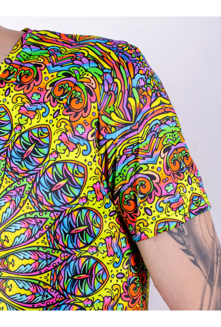 Флуоресцентная «Кислотная» Футболка L «Mandala Eye» Unisex