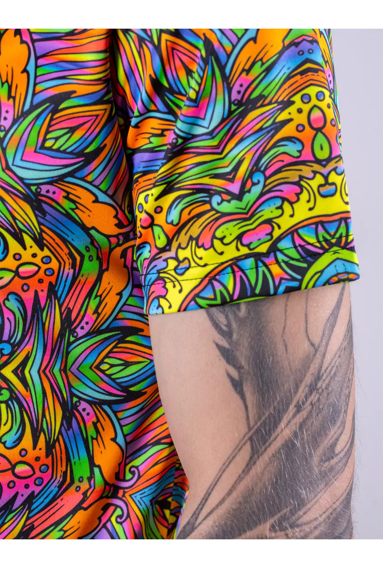Ультрафиолетовая «Неоновая» Футболка L «Mandala Feather» Unisex