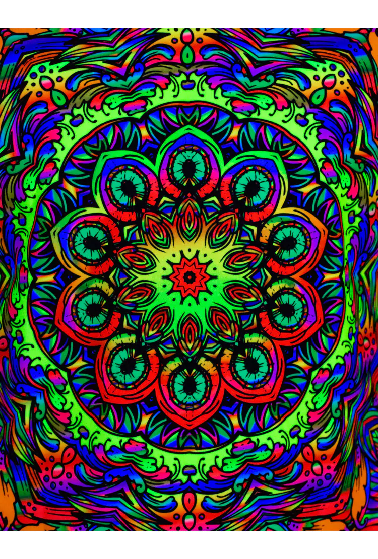 Ультрафиолетовая «Неоновая» Футболка XL «Mandala Feather» Unisex