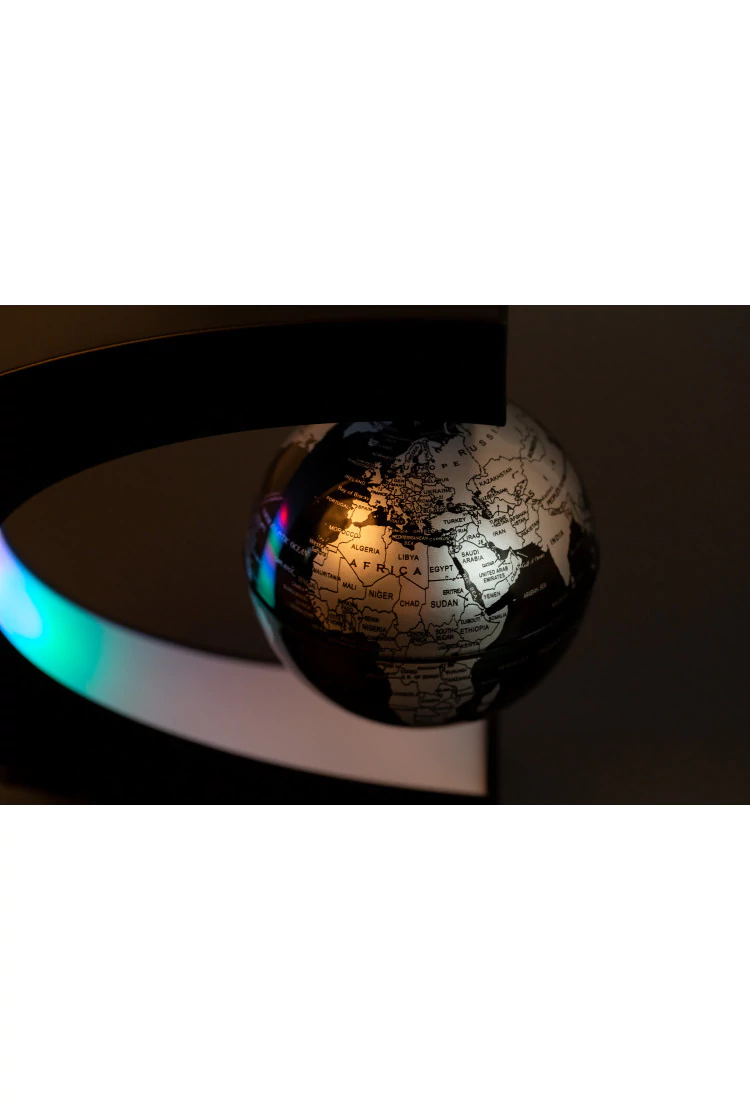 Левитирующий глобус с RGB-подсветкой (чёрный) (D - 9см) RU