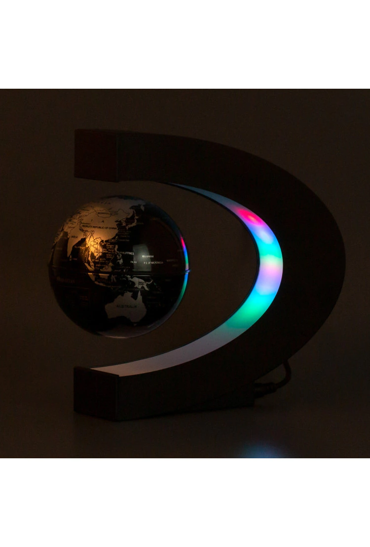 Левитирующий глобус с RGB-подсветкой (чёрный) (D - 9см) RU
