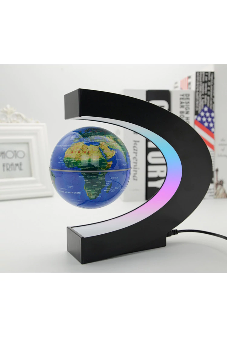 Левитирующий светящийся глобус (синий с RGB) (D - 9см) RU