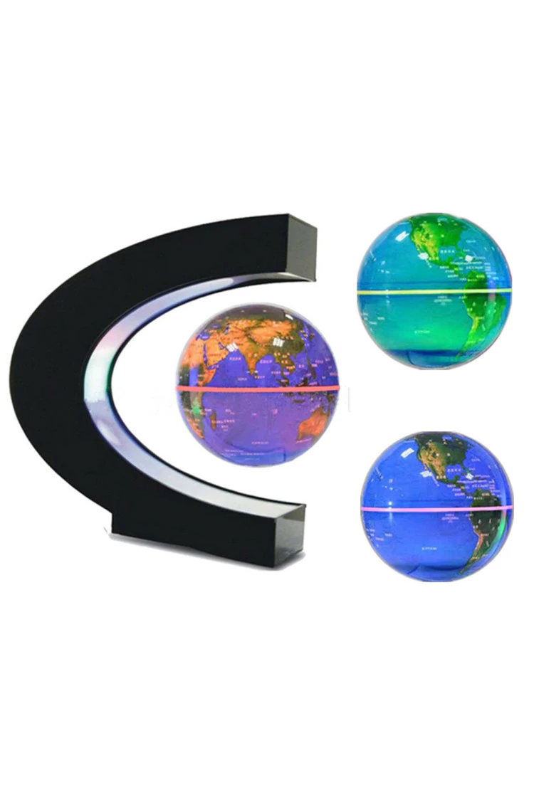 Левитирующий светящийся глобус (синий с RGB) (D - 9см) RU