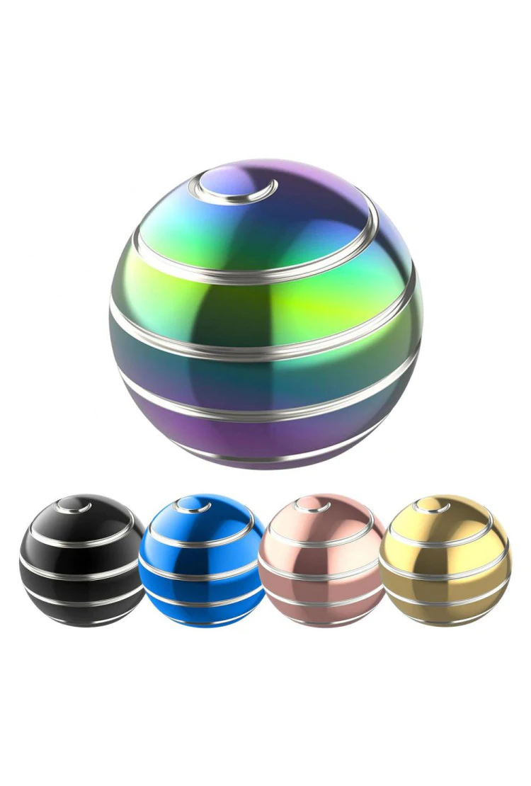 Металлический настольный волчок антистресс шар "Иллюзия" Черный/Серебристый 40 мм