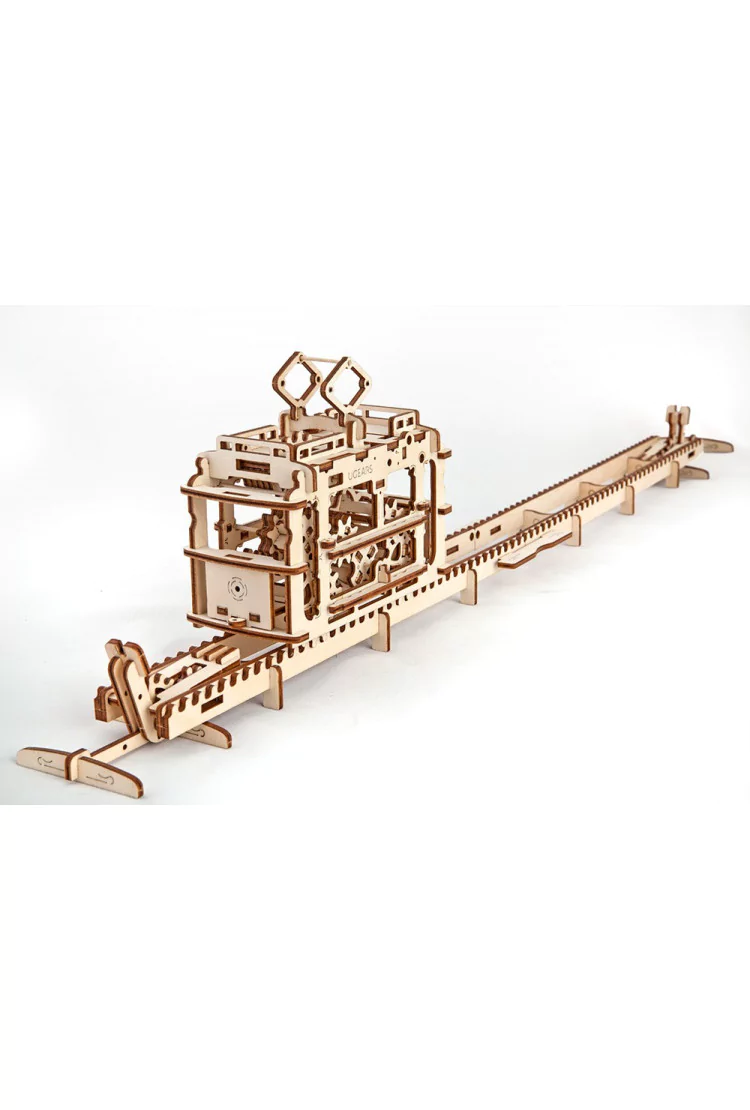 Сборная модель Ugears Трамвай с рельсами