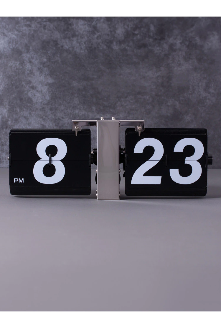 Классические перекидные часы Flip Clock big, черные (14×36×9 см)