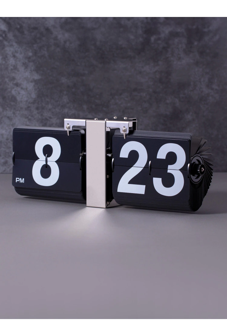 Классические перекидные часы Flip Clock big, черные (14×36×9 см)