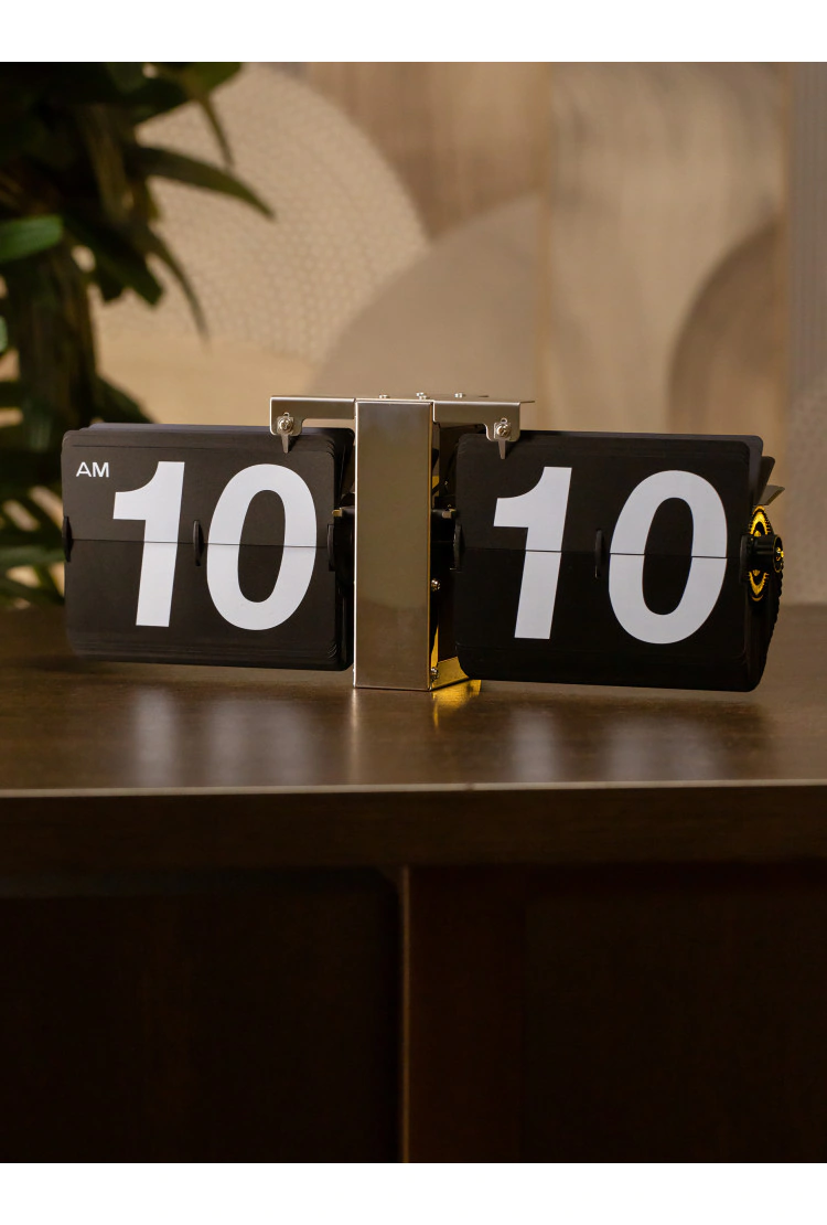 Классические перекидные часы Flip Clock big, черные (14×36×9 см)