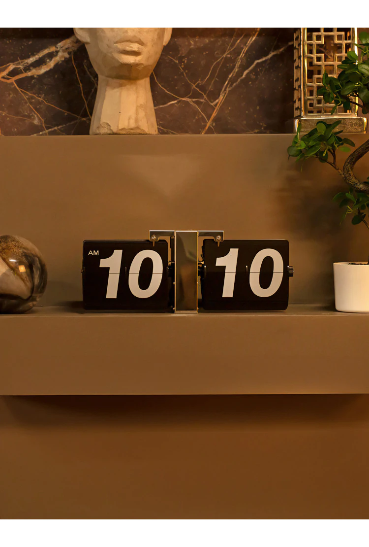 Классические перекидные часы Flip Clock big, черные (14×36×9 см)