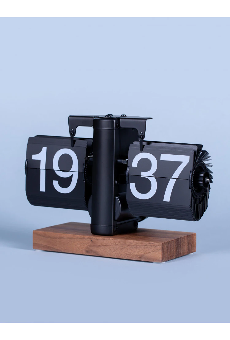 Классические перекидные часы Flip-Clock на деревянной подставке, 14х20х9, Black