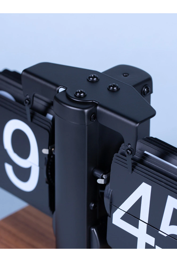 Классические перекидные часы Flip-Clock на деревянной подставке, 14х20х9, Black